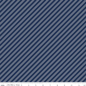 Between the Pages Collection Stripes Cotton Fabric C15374 navy