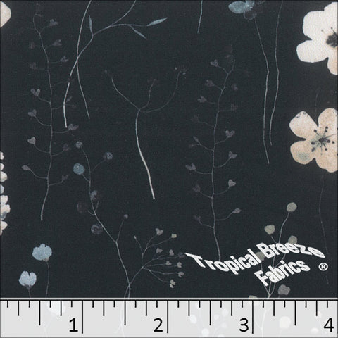 navy, Double Brushed Floral Print Knit Fabric 572526