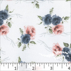navy, Dream Crepe Floral Print Fabric 042517
