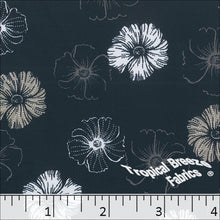 navy, Dream Crepe Stretch Floral Print Polyester Fabric 04944