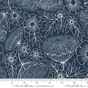 Field of Flowers Collection Queen Annes Lace Cotton Fabric 3314 navy