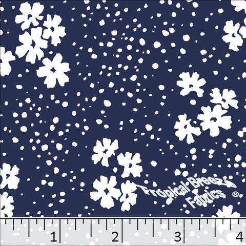 navy, Floral Poly Cotton Dress Fabric 6227