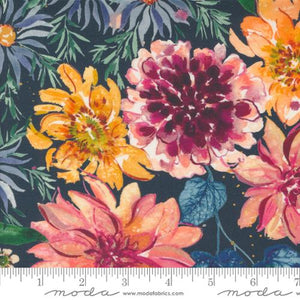 Floribunda Collection Large Floral Cotton Fabric 39800 navy background