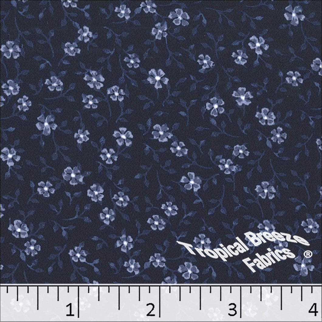 Koshibo Floral Print Polyester Dress Fabric 048334 navy