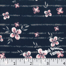 Koshibo Floral Print Polyester Fabric 048427 navy