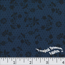 Navy, Koshibo Floral Print Polyester Fabric 048510