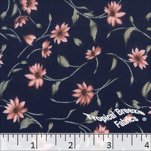 navy, Koshibo Floral Print Polyester Fabric 048618