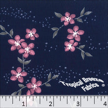 Koshibo Print Floral Polyester Fabric 048423 navy