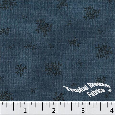 navy, Linen Crepe Floral Print Polyester Fabric 048528