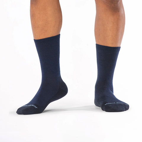 navy, Men's Solid Lightweight Crew Socks 9012