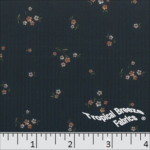 navy, Mini Rib Knit Tiny Floral Print Fabric 572610