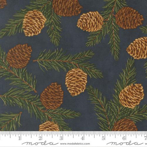 navy, Northwoods Collection Pinecones Cotton Fabric 56191