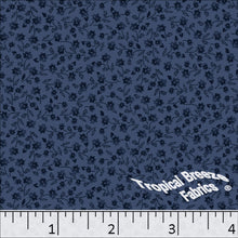 navy, Poly Cotton Small Floral Print Dress Fabric 6220