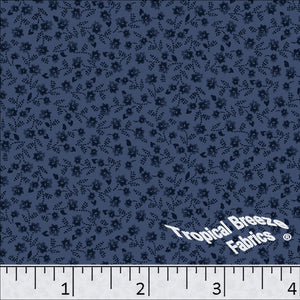 navy, Poly Cotton Small Floral Print Dress Fabric 6220