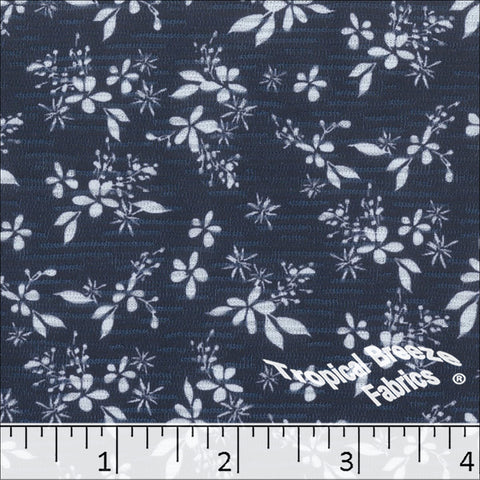 navy, Rebecca Knit Floral Print Fabric 573522