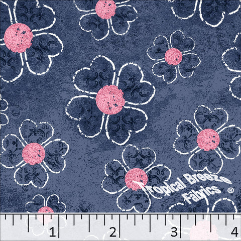 Standard Weave Blossom Print Dress Fabric 6158 navy