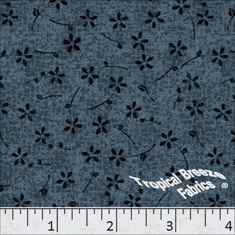 navy, Standard Weave Floral Poly Cotton Dress Fabric 6221