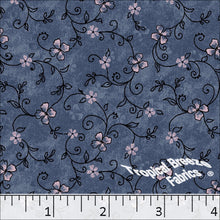 Standard Weave Floral Print Poly Cotton Dress Fabric 6039 navy