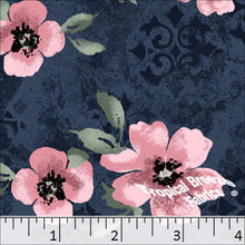 Standard Weave Large Floral Print Poly Cotton Fabric 6050 navy