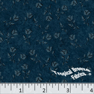 Standard Weave Poly Cotton Rosebud Fabric 5977 navy