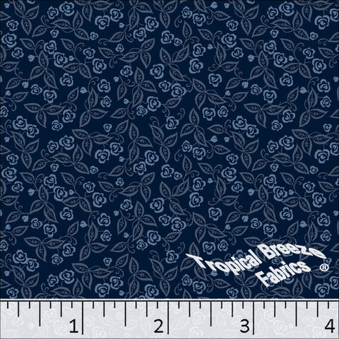 Standard Weave Small Floral Print Poly Cotton Fabric 6151 navy