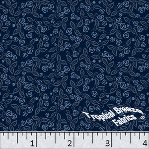Standard Weave Small Floral Print Poly Cotton Fabric 6151 navy