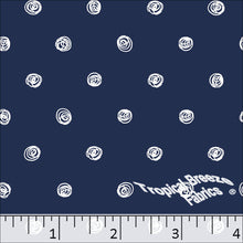 navy, Standard Weave Swirl Dot Poly Cotton Dress Fabric 6236