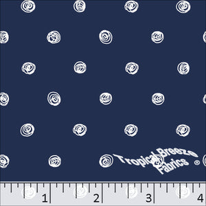 navy, Standard Weave Swirl Dot Poly Cotton Dress Fabric 6236