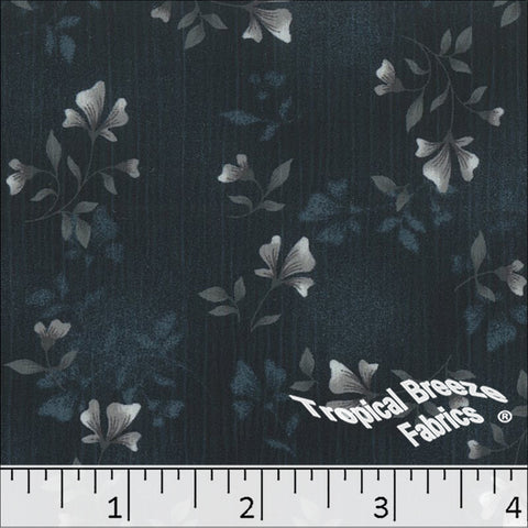 navy, Sweet Creme Floral Print Polyester Fabric 042516