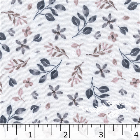 navy, Swiss Dot Knit Floral Print Polyester Fabric 573519