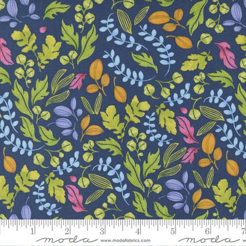 Wild Blossoms Collection Leafy World Cotton Fabric 48736 navy