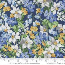 Summer Breeze 2023 Collection Flower Garden Cotton Fabric navy blue