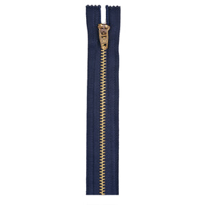 Navy brass zipper