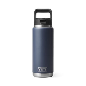 Yeti Rambler 26 oz Water Bottle with Straw Cap in navy