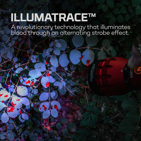 Illumination info for NEBO Illumatrace blood tracker flashlight