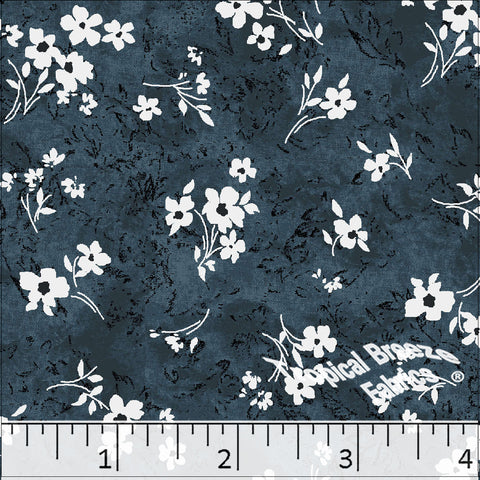 new navy, Standard Weave Floral Print Poly Cotton Fabric 6250