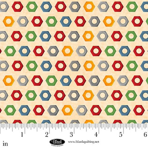 nuts ivory, Lets Get Building Cotton Fabric