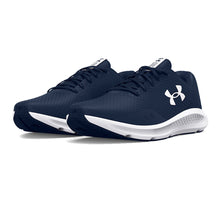 Under Armour men's Charged Pursuit 3 running shoe in navy and white