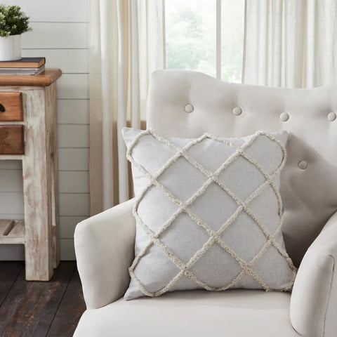 oatmeal, Frayed Lattice Throw Pillow 849
