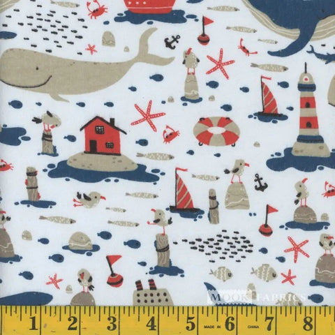 nautical, Printed Fleece Fabric