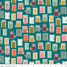 Blossom Lane Collection Front Doors Cotton Fabric C14002 ocean