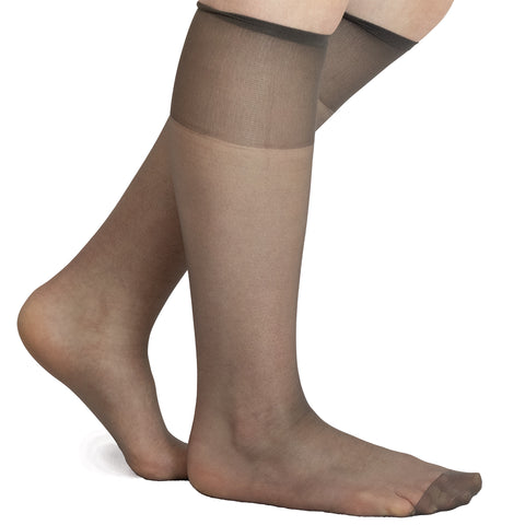 off black, Women's Sheer Mystique Knee Hi Hose LA3000