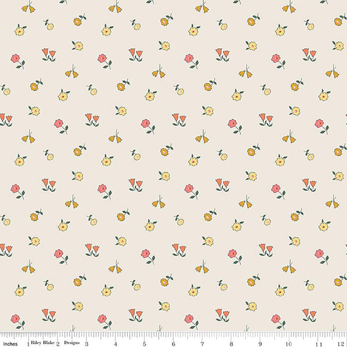 Forgotten Memories Collection Scattered Flowers Cotton Fabric off-white