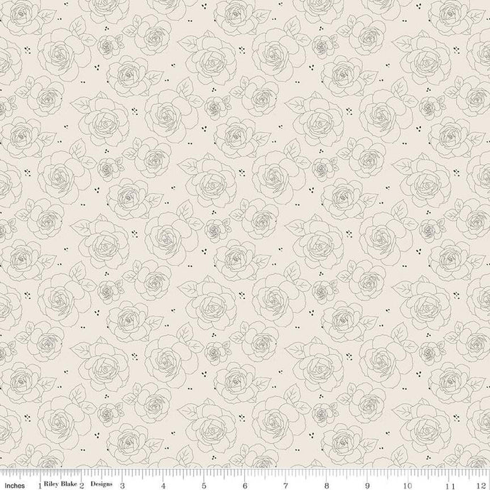 Forgotten Memories Roses Cotton Fabric off-white