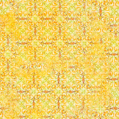 orange, Citrus Bliss Collection Scroll Geo Cotton Fabric 31717
