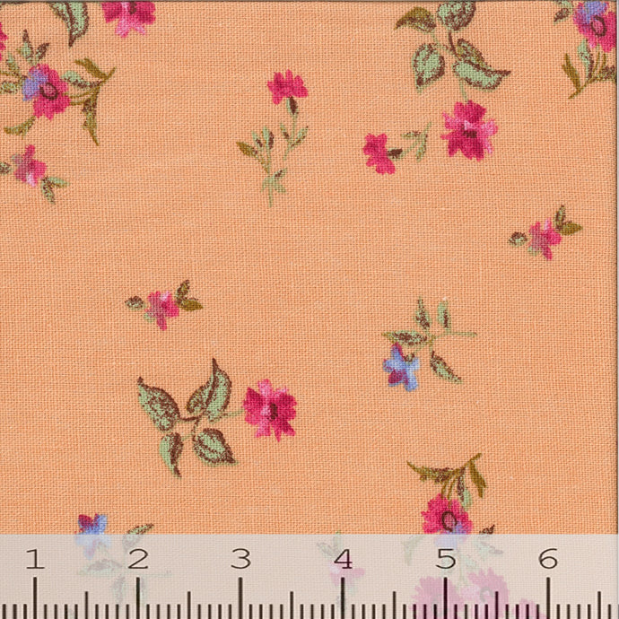 Linen Blend Floral Print Fabric 11568 orange