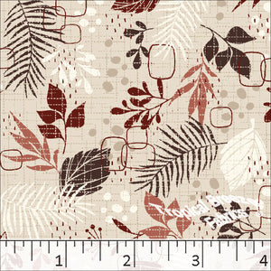 Standard Weave Foliage Print Poly Cotton Fabric 6018 orange