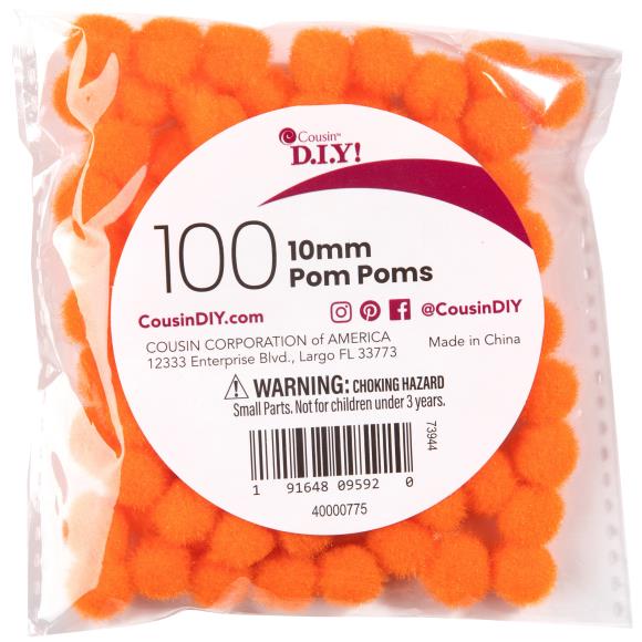 10mm Brown Pom Poms Pack Of 100 For Craft