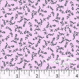 Small Floral Linen Weave Poly Cotton Fabric Orchid