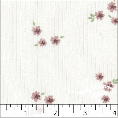 orchid, Classic Rib Knit Floral Print Fabric 578613